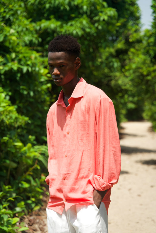 Terracotta Bloom & Off White Linen Set