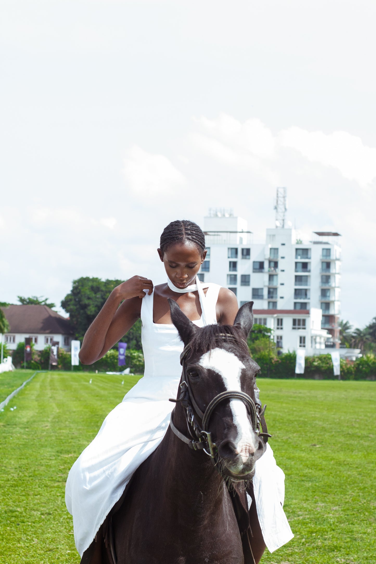 Linen Square-Neck A-Line Midi Dress