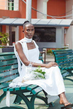 Linen Square-Neck A-Line Midi Dress