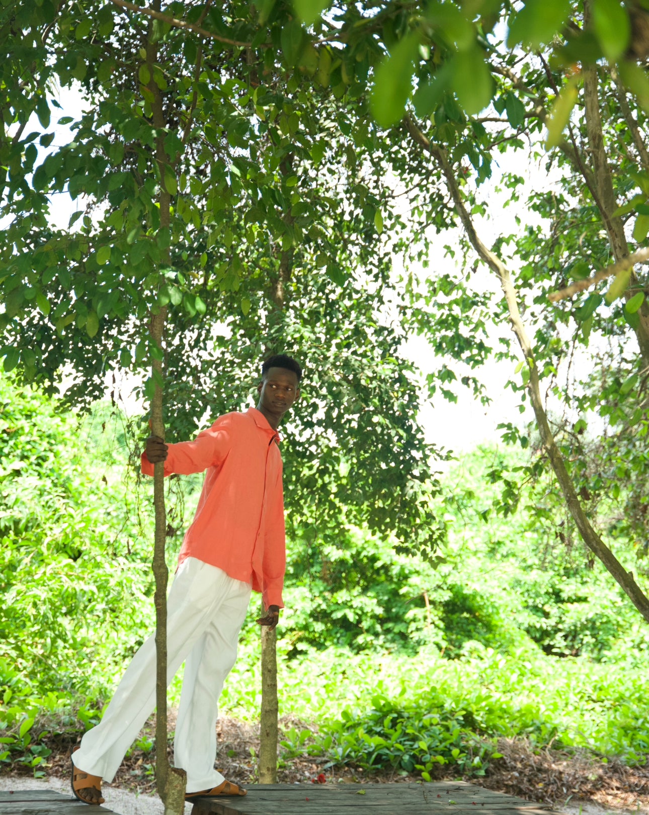 Terracotta Bloom & Off White Linen Set