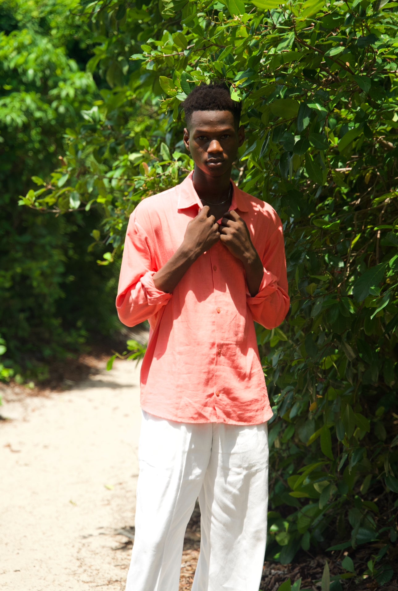 Terracotta Bloom & Off White Linen Set