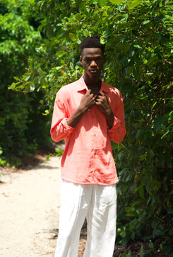 Terracotta Bloom & Off White Linen Set